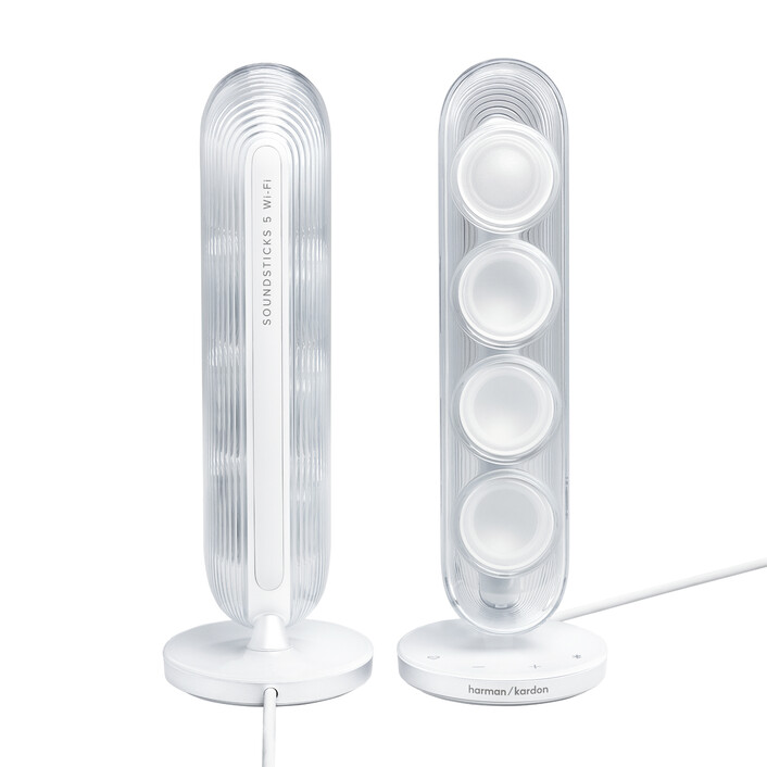Harman/Kardon Soundsticks 5, 2.1-Kanal-Bluetooth-Lautsprecher mit HDMI und Beleuchtung, weiss