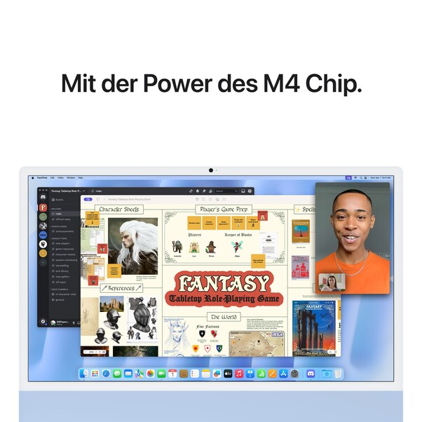 24" iMac mit Retina 4,5K Display: Apple M4 Chip mit 10‑Core CPU und 10‑Core GPU, 256 GB SSD - Blau