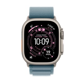 Apple Watch Ultra 3 GPS + Cellular, 49 mm Titangehäuse Natur, Alpine Loop Hellblau - Small