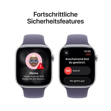 Apple Watch Series 11 GPS, 46 mm Aluminiumgehäuse Silber, Sportarmband Nebelviolett - M/L