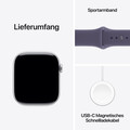 Apple Watch Series 11 GPS, 46 mm Aluminiumgehäuse Silber, Sportarmband Nebelviolett - M/L