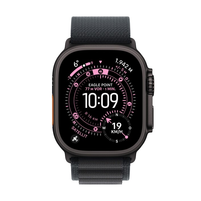 Sie sehen das Produktbild 02 von Apple Watch Ultra 3 GPS + Cellular, 49 mm Titangehäuse Schwarz, Alpine Loop Schwarz - Medium Apple Watch Ultra 3 GPS + Cellular, 49 mm Titangehäuse Schwarz, Alpine Loop Schwarz - Medium