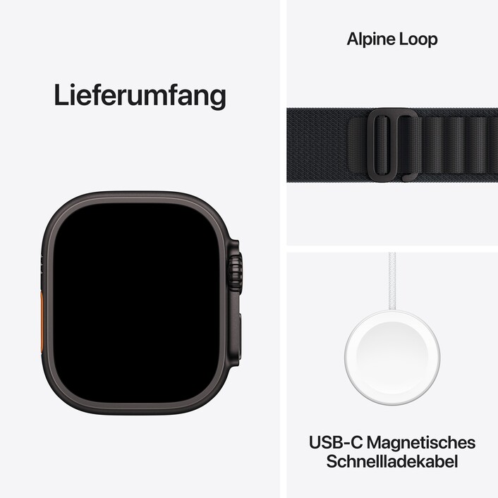 Sie sehen das Produktbild 08 von Apple Watch Ultra 3 GPS + Cellular, 49 mm Titangehäuse Schwarz, Alpine Loop Schwarz - Medium Apple Watch Ultra 3 GPS + Cellular, 49 mm Titangehäuse Schwarz, Alpine Loop Schwarz - Medium