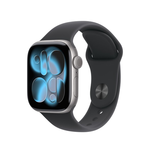 Apple Watch Series 11 GPS + Cellular, 42 mm Aluminiumgehäuse Space Grau, Sportarmband Schwarz - M/L