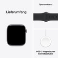 Apple Watch Series 11 GPS + Cellular, 42 mm Aluminiumgehäuse Space Grau, Sportarmband Schwarz - M/L