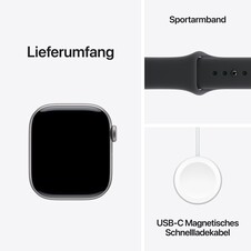 Apple Watch Series 11 GPS + Cellular, 42 mm Aluminiumgehäuse Space Grau, Sportarmband Schwarz - M/L