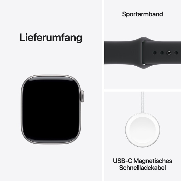 Apple Watch Series 11 GPS + Cellular, 42 mm Aluminiumgehäuse Space Grau, Sportarmband Schwarz - M/L