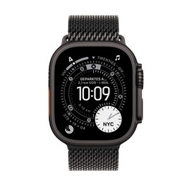 Apple Watch Ultra 3 GPS + Cellular, 49 mm Titangehäuse Schwarz, Milanaise Armband Titan Schwarz - Small