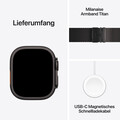 Apple Watch Ultra 3 GPS + Cellular, 49 mm Titangehäuse Schwarz, Milanaise Armband Titan Schwarz - Small