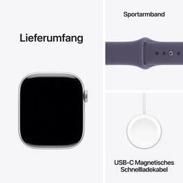 Sie sehen das Produktbild 08 von Apple Watch Series 11 GPS + Cellular, 46 mm Aluminiumgehäuse Silber, Sportarmband Nebelviolett - S/M Apple Watch Series 11 GPS + Cellular, 46 mm Aluminiumgehäuse Silber, Sportarmband Nebelviolett - S/M