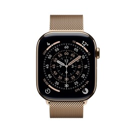 Apple Watch Series 11 GPS + Cellular, 46 mm Titangehäuse Gold, Milanaise Armband Gold - M/L