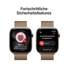 Sie sehen das Produktbild 06 von Apple Watch Series 11 GPS + Cellular, 46 mm Titangehäuse Gold, Milanaise Armband Gold - M/L Apple Watch Series 11 GPS + Cellular, 46 mm Titangehäuse Gold, Milanaise Armband Gold - M/L