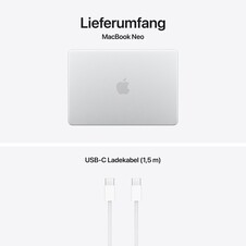 13" MacBook Neo: Apple A18 Pro Chip mit 6‑core CPU und 5‑core GPU, Magic Keyboard, 256 GB SSD - Silber