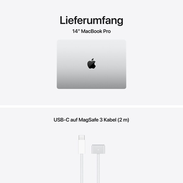 14" MacBook Pro: Apple M5 Pro Chip mit 15‑Core CPU und 16‑Core GPU, 1 TB SSD - Silber