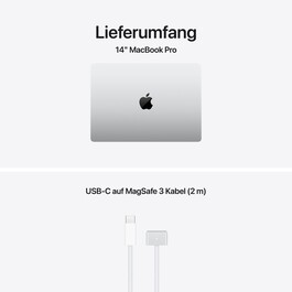 14" MacBook Pro: Apple M5 Pro Chip mit 15‑Core CPU und 16‑Core GPU, 1 TB SSD - Silber