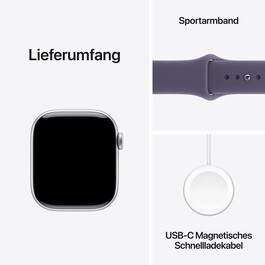 Apple Watch Series 11 GPS, 42 mm Aluminiumgehäuse Silber, Sportarmband Nebelviolett - M/L