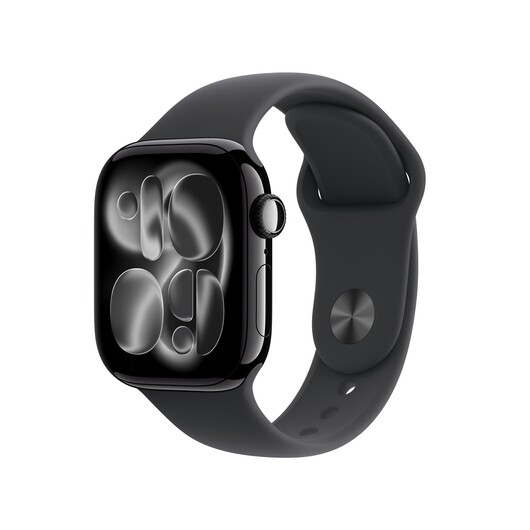 Apple Watch Series 11 GPS, 42 mm Aluminiumgehäuse Diamantschwarz, Sportarmband Schwarz - S/M