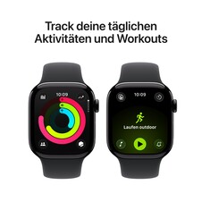 Sie sehen das Produktbild 04 von Apple Watch Series 11 GPS, 42 mm Aluminiumgehäuse Diamantschwarz, Sportarmband Schwarz - S/M Apple Watch Series 11 GPS, 42 mm Aluminiumgehäuse Diamantschwarz, Sportarmband Schwarz - S/M