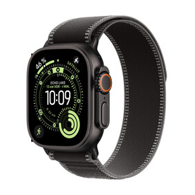 Apple Watch Ultra 3 GPS + Cellular, 49 mm Titangehäuse Schwarz, Trail Loop Schwarz/Kohlegrau - S/M