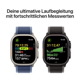 Apple Watch Ultra 3 GPS + Cellular, 49 mm Titangehäuse Schwarz, Trail Loop Schwarz/Kohlegrau - M/L