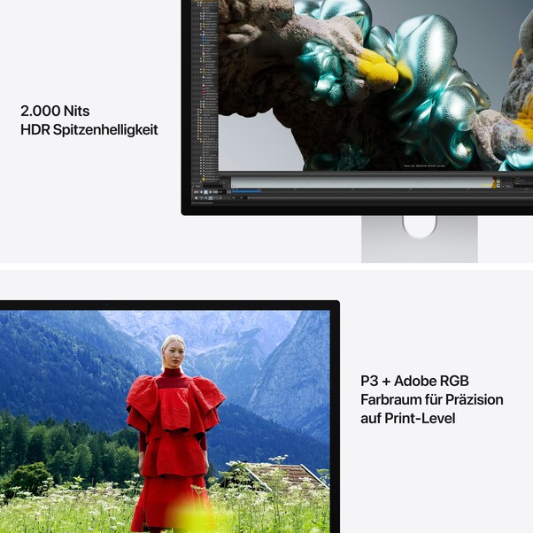Sie sehen das Produktbild 04 von Studio Display XDR – Standardglas – neigungs- und höhenverstellbarer Standfuß Studio Display XDR – Standardglas – neigungs- und höhenverstellbarer Standfuß