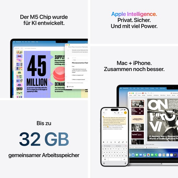 Sie sehen das Produktbild 08 von 13" MacBook Air: Apple M5 Chip mit 10‑Core CPU und 10‑Core GPU, 1 TB SSD - Silber 13" MacBook Air: Apple M5 Chip mit 10‑Core CPU und 10‑Core GPU, 1 TB SSD - Silber