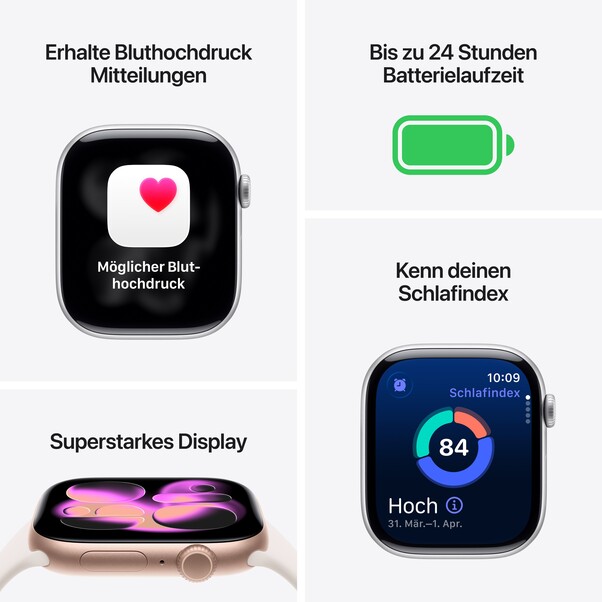 Apple Watch Series 11 GPS, 46 mm Aluminiumgehäuse Diamantschwarz, Sportarmband Schwarz - S/M