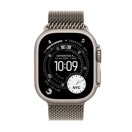 Apple Watch Ultra 3 GPS + Cellular, 49 mm Titangehäuse Natur, Milanaise Armband Titan Natur - Large