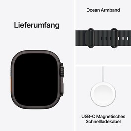 Sie sehen das Produktbild 08 von Apple Watch Ultra 3 GPS + Cellular, 49 mm Titangehäuse Schwarz, Ocean Armband Schwarz Apple Watch Ultra 3 GPS + Cellular, 49 mm Titangehäuse Schwarz, Ocean Armband Schwarz