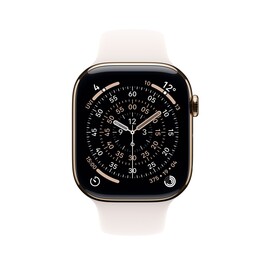 Apple Watch Series 11 GPS + Cellular, 46 mm Titangehäuse Gold, Sportarmband Blassrosa - S/M