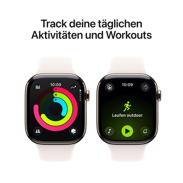 Apple Watch Series 11 GPS + Cellular, 46 mm Titangehäuse Gold, Sportarmband Blassrosa - M/L