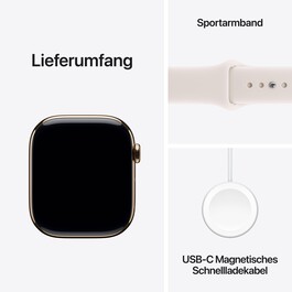 Apple Watch Series 11 GPS + Cellular, 46 mm Titangehäuse Gold, Sportarmband Blassrosa - S/M