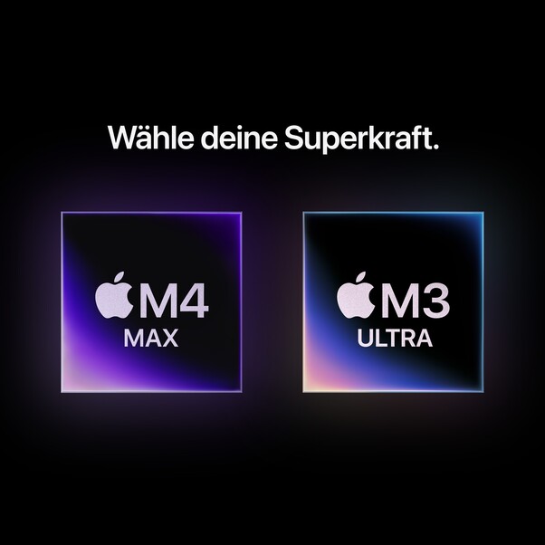 Mac Studio: Apple M4 Max Chip mit 14‑Core CPU und 32‑Core GPU, 512 GB SSD
