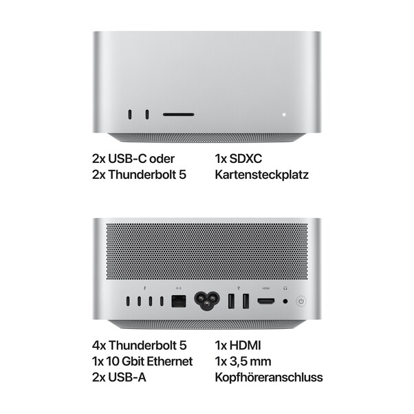 Mac Studio: Apple M3 Ultra mit 28‑Core CPU und 60‑Core GPU, 1 TB SSD