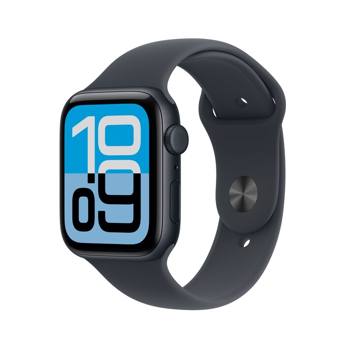 Apple Watch SE 3 GPS + Cellular, 44 mm Aluminiumgehäuse Mitternacht, Sportarmband Mitternacht – S/M