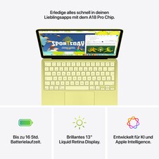 13" MacBook Neo: Apple A18 Pro Chip mit 6‑core CPU und 5‑core GPU, Magic Keyboard, 256 GB SSD - Zitrus