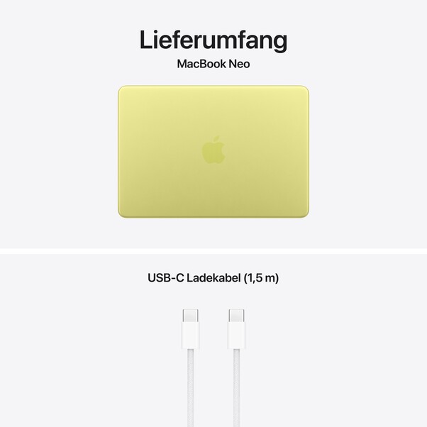 13" MacBook Neo: Apple A18 Pro Chip mit 6‑core CPU und 5‑core GPU, Magic Keyboard, 256 GB SSD - Zitrus