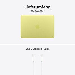 13" MacBook Neo: Apple A18 Pro Chip mit 6‑core CPU und 5‑core GPU, Magic Keyboard, 256 GB SSD - Zitrus