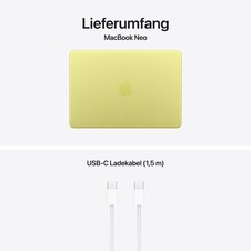 13" MacBook Neo: Apple A18 Pro Chip mit 6‑core CPU und 5‑core GPU, Magic Keyboard, 256 GB SSD - Zitrus