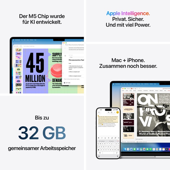 Sie sehen das Produktbild 08 von 15" MacBook Air: Apple M5 Chip mit 10‑Core CPU und 10‑Core GPU, 512 GB SSD - Polarstern 15" MacBook Air: Apple M5 Chip mit 10‑Core CPU und 10‑Core GPU, 512 GB SSD - Polarstern