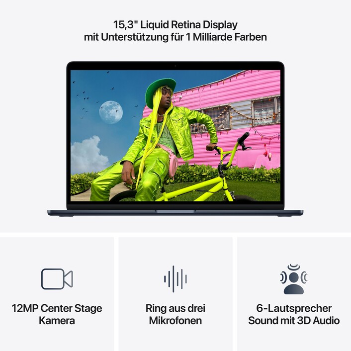 15" MacBook Air: Apple M5 Chip mit 10‑Core CPU und 10‑Core GPU, 1 TB SSD - Mitternacht