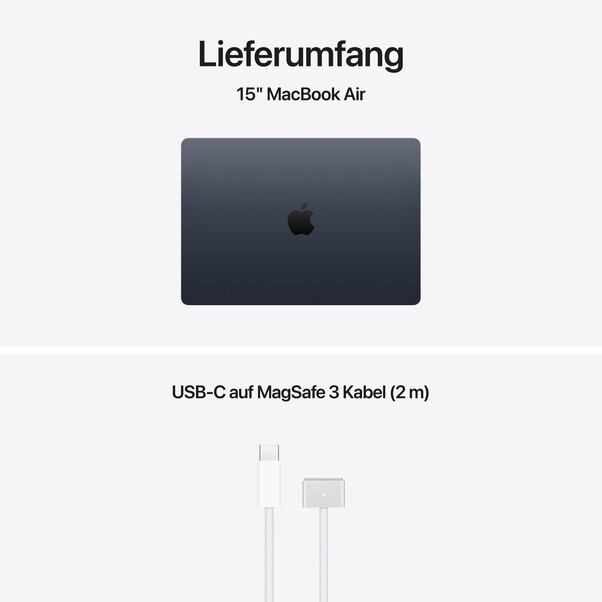 15" MacBook Air: Apple M5 Chip mit 10‑Core CPU und 10‑Core GPU, 1 TB SSD - Mitternacht