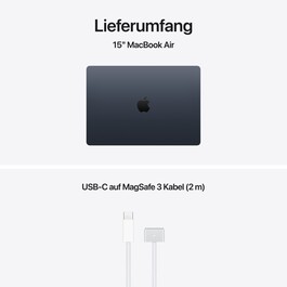Sie sehen das Produktbild 09 von 15" MacBook Air: Apple M5 Chip mit 10‑Core CPU und 10‑Core GPU, 512 GB SSD - Mitternacht 15" MacBook Air: Apple M5 Chip mit 10‑Core CPU und 10‑Core GPU, 512 GB SSD - Mitternacht