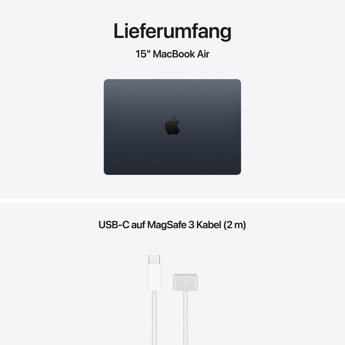 15" MacBook Air: Apple M5 Chip mit 10‑Core CPU und 10‑Core GPU, 1 TB SSD - Mitternacht
