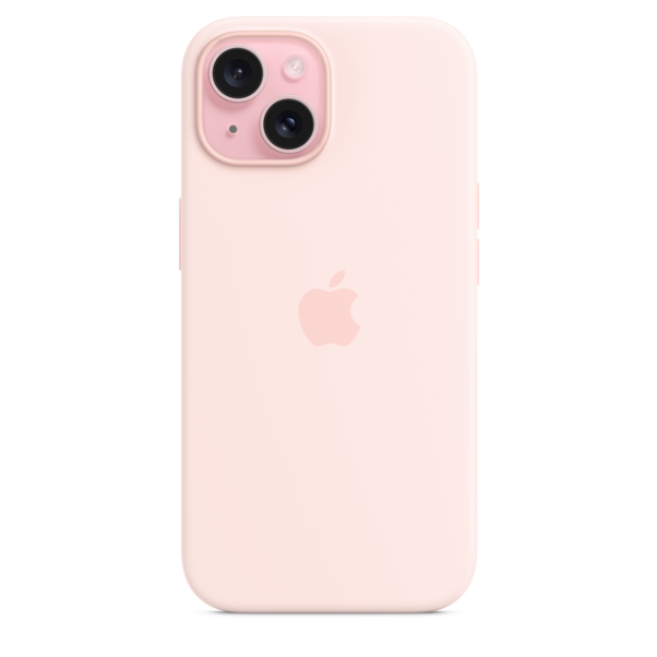 iPhone 15 Silikon Case mit MagSafe – Hellrosa