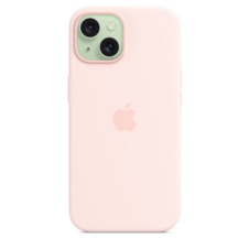 iPhone 15 Silikon Case mit MagSafe – Hellrosa
