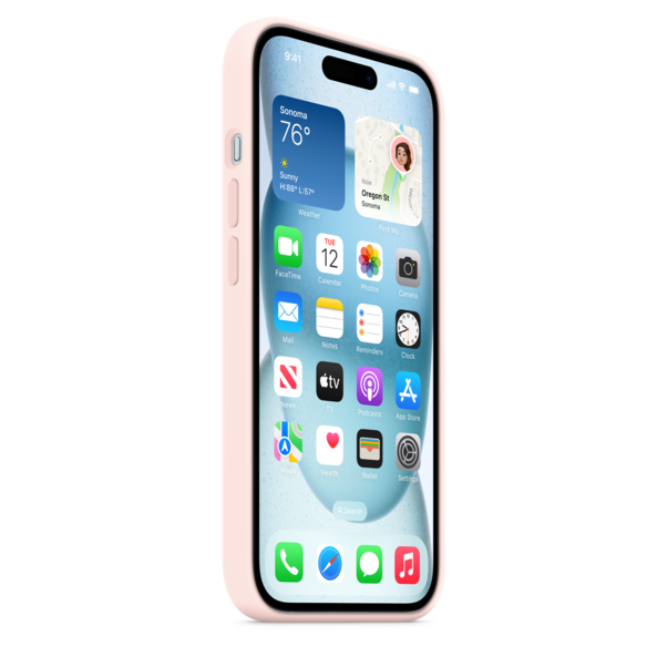 iPhone 15 Silikon Case mit MagSafe – Hellrosa