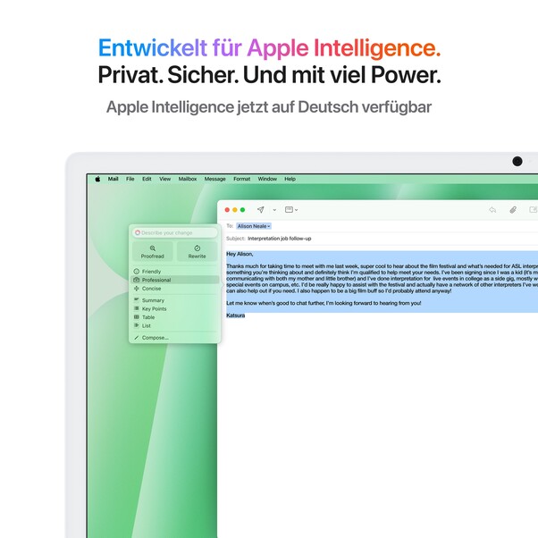 24" iMac mit Retina 4,5K Display: Apple M4 Chip mit 10‑Core CPU und 10‑Core GPU, 512 GB SSD - Grün