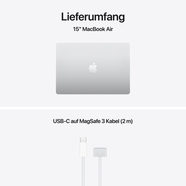 15" MacBook Air: Apple M5 Chip mit 10‑Core CPU und 10‑Core GPU, 1 TB SSD - Silber