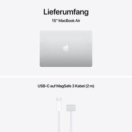 15" MacBook Air: Apple M5 Chip mit 10‑Core CPU und 10‑Core GPU, 1 TB SSD - Silber